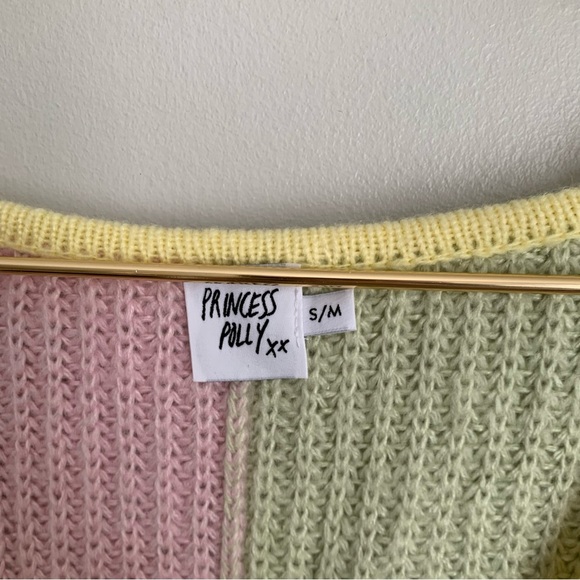 Princess Polly Naomi pastel color block chunky knit boxy cardigan size s/m - Picture 6 of 8